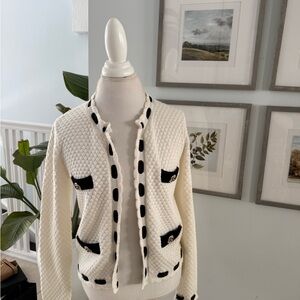 L'AGENCE White and Black Quilted Cardigan ON HOLD